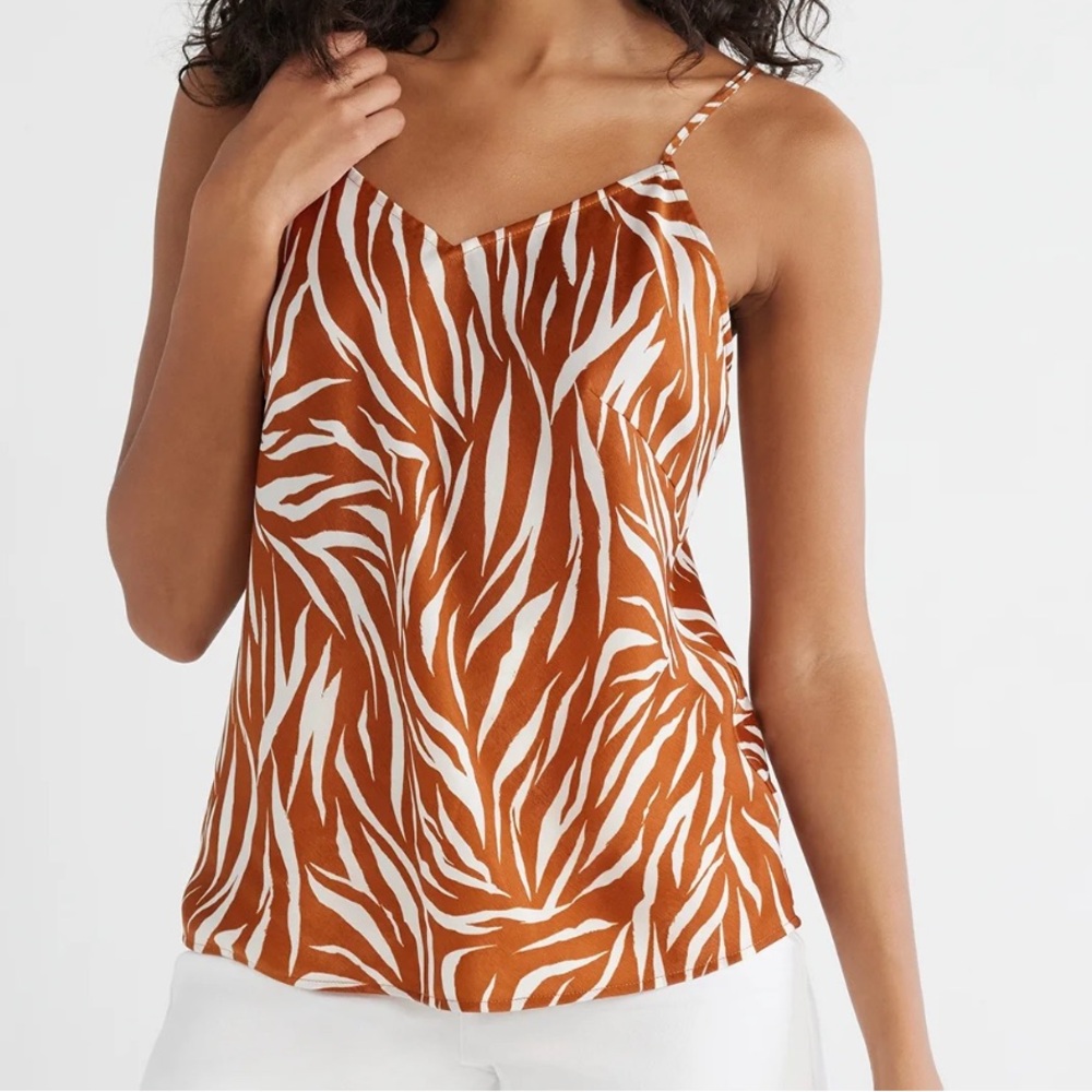 3/$10 Time and Tru Rust and White Camisole